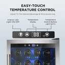 Electactic Wine Cooler 37 Bottle Freestanding Fridge with Stainless Steel Reversible Glass Door, 145 Can Beverage Refrigerator Quiet Compressor for Home Kitchen Bar, 4.5 Cu.ft Silver