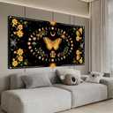 Canvas Wall Art Decor Boho Wall Art for Living Room Black Abstract Art Abstract Canvas Art Wall Decor Vintage Flower Wall Art Prints Butterfly Artwork for Walls Bedroom Office Wall Art Decor 20" X 40"