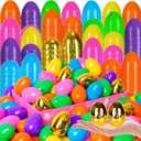 Olixmlya [6 Golden Eggs] 300 PCS 2.4" Fillable Plastic Easter Eggs Empty Easter Eggs Colorful Plastic Eggs Bulks Easter Basket Stuffers Hunt Easter Party Favor for Kids Teens Boys Girls