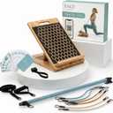 Adjustable 3-in-1 Pilates Kit with Bamboo Slant Board - Home Workout System with Bar & Resistance Bands - 54 Workout Cards + Follow-Along Videos - Mobility & Strength