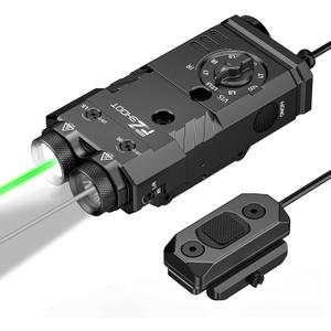 EZshoot 1600 Lumens Rifle Flashlight/IR Illuminator with Green/IR Laser 4-in-1 Combo Magnetic Rechargeable, IR Flashlight for Rifle with Remote Switch, Compatible with Picatinny and M-Rail