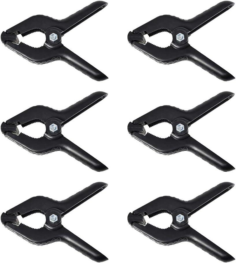 SLOW DOLPHIN Heavy Duty Spring Clamps Clip 4.5 Inch for Muslin/Paper Photo Studio Backdrops Background-6 Pack(Black)