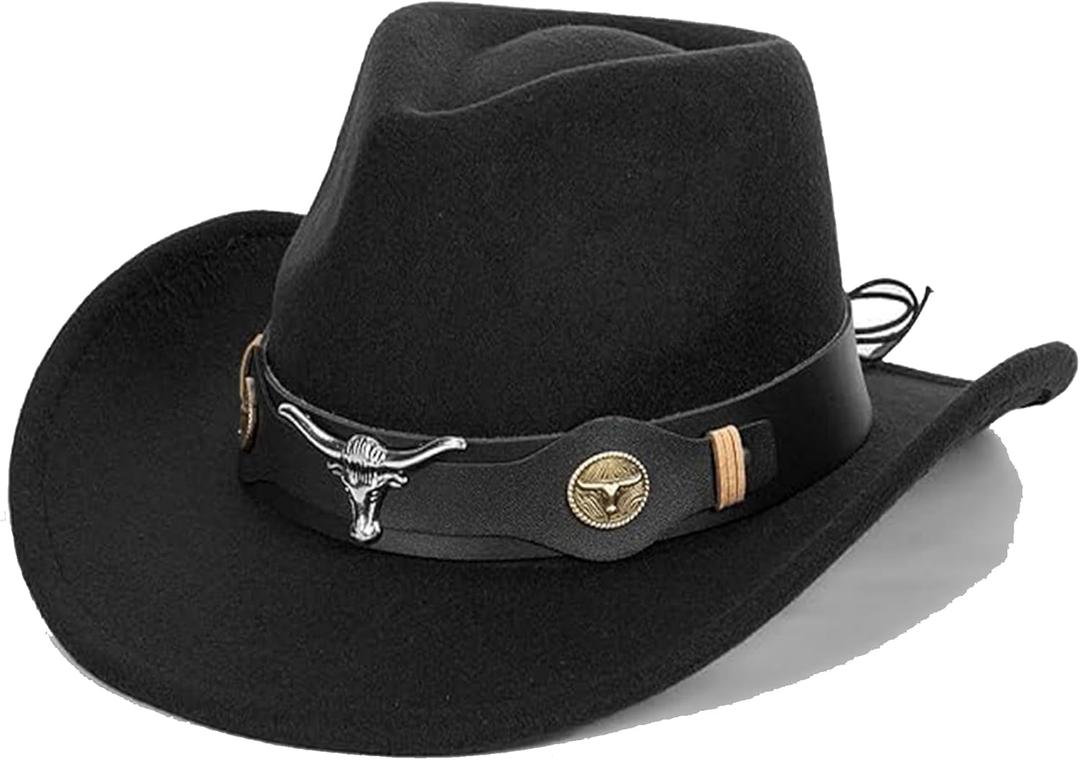 Western Outback Felt Cowboy Hat for Women Cowgirls Fedora Gus Hat Rodeo 22"-22.75" fit for M/L