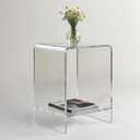 Clear Acrylic End Table/Nightstand,22" H Sleek and Durable Bedside Storage. Ideal for Bedrooms, Living Rooms, and Modern Interiors. (2 Tier- Top)