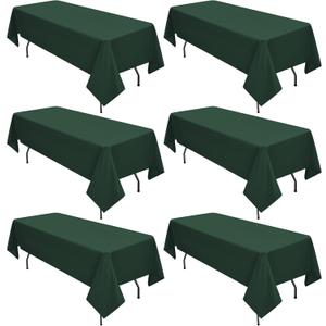 6 Pack Hunter Green Tablecloths for 6ft Rectangle Tables 60 x 102 Inch - Polyester Table Cover Stain and Wrinkle Resistant Washable Fabric Table Clothes for Wedding Party Banquet Reception Restaurant