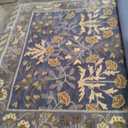 Handmade Floral Adeline Beige/Blue Tulips Traditional Crafted Wool Area Rug for Living Room Bedroom and Kitchen ( 7X10 FT)