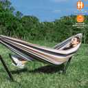 Portable Hammocks with 450 lbs Weight Capacity, Double Hammocks with Portable Carry Bag and Space Saving Stand, Adult Hammock for Outdoor, Patio, Garden, Yard