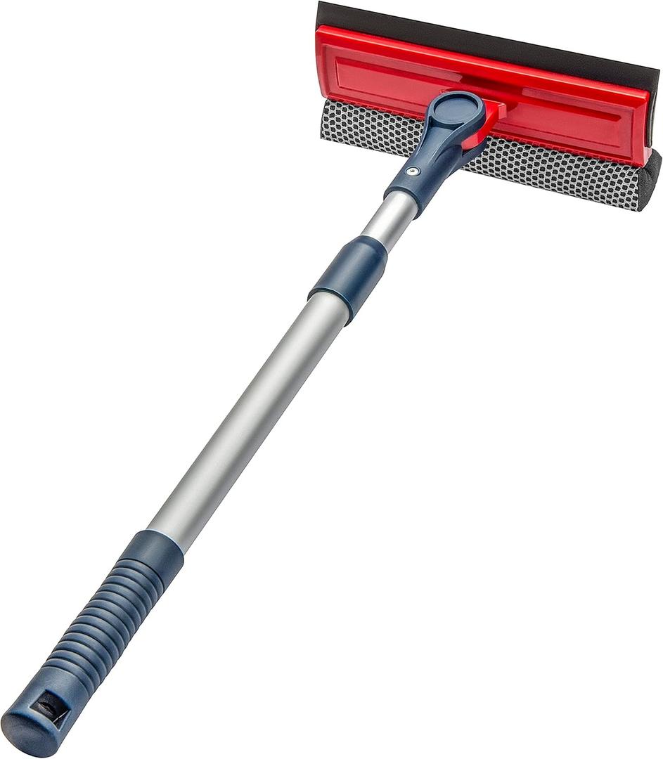 DSV Standard Professional Window Squeegee | 2-in-1 Window Cleaner Sponge and Soft Rubber Strip With Telescopic Extension Pole 20" - 30"(50cm-76cm) | Adjustable To Clean From Multiple Angles