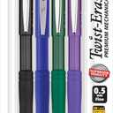Pentel Twist Erase III Premium Mechanical Pencil 0.5mm 4 pack Assorted Barrels (1 each Black, Blue, Green, Violet)