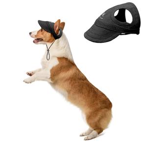 HDKUW Dog Hat with Ear Holes, Dog Baseball Outdoor Cap, Adjustable Summer Travel Sport Hat for Small Medium Dogs Black S