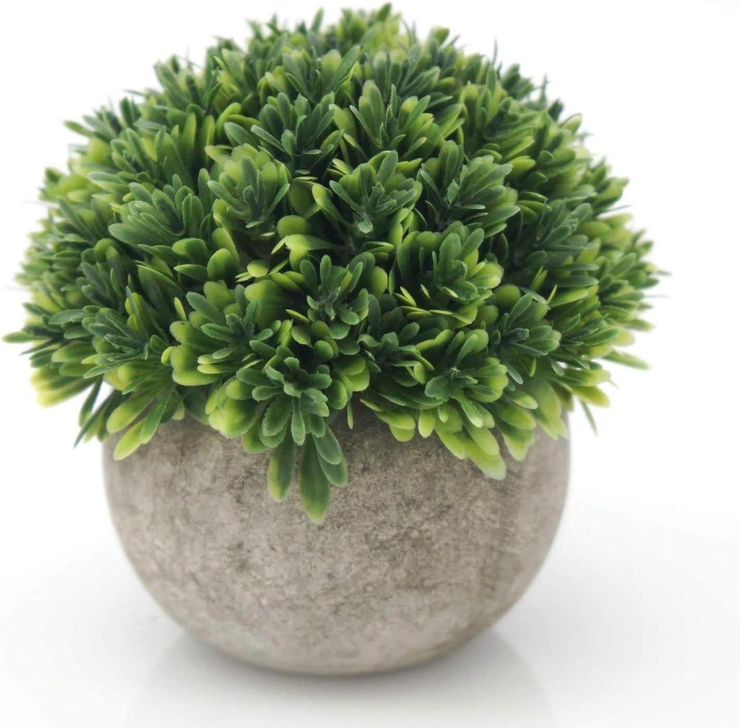 Velener Artificial Boxwood Faux Plant Indoor- Topiary Small Desk Plant Decor for Bedroom Office Cubicle Shelf Decor Window Will Plant Shelf Decoration Dorm Kitchen Counter, Farmhouse Home Decor Accent (Yellow Green)