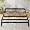 Cieemine 12 Inch King Size Metal Bed Frame, Heavy Duty Steel Slat Mattress Foundation, No Box Spring Needed, Easy Assembly, Noise-Free, Black