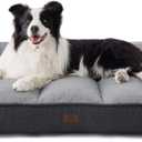 Bedsure Orthopedic Dog Beds Large Sized Dog - Extra Thick Supportive Large Dogs Bed with Waterproof Washable Cover, L Plus Comfort Pet Bed Sofa with Soft Plush Sherpa and Nonskid Bottom, Grey, 38"