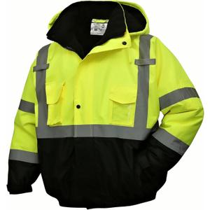 SKSAFETY High Visibility Reflective Jackets for Men, Waterproof Class 3 Safety Jacket with Pockets, Hi Vis Yellow Coats with Black Bottom, Mens Work Construction Coats for Cold Weather, XL, 1 Pack