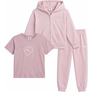 PUMA Girls 3 Piece Tee Zip Fleece Hoodie & Legging Set (Sizes 7-14)