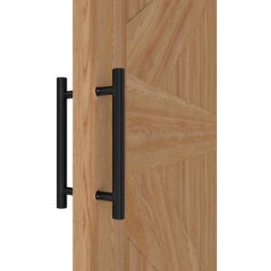 LVYIHAN 12 inch Round Stainless Steel Door Pull Push Handle Double Sided, French Sliding Barn Door Handle, H Shape Home Door Pull Handles, Black
