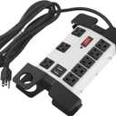 Heavy Duty Power Strip with USB, Workshop 8 Outlet Surge Protector 2700 Joules, Grey Industrial Metal 15Amp Power Strip, 10FT Extension Cord and Wide Spaced (6FT)