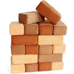 The Original Premium Plush Building Block for Kids - Certified Safe Foam Blocks in Luxuriously Soft Fabric Covers - Set of 24 (Color May Vary)