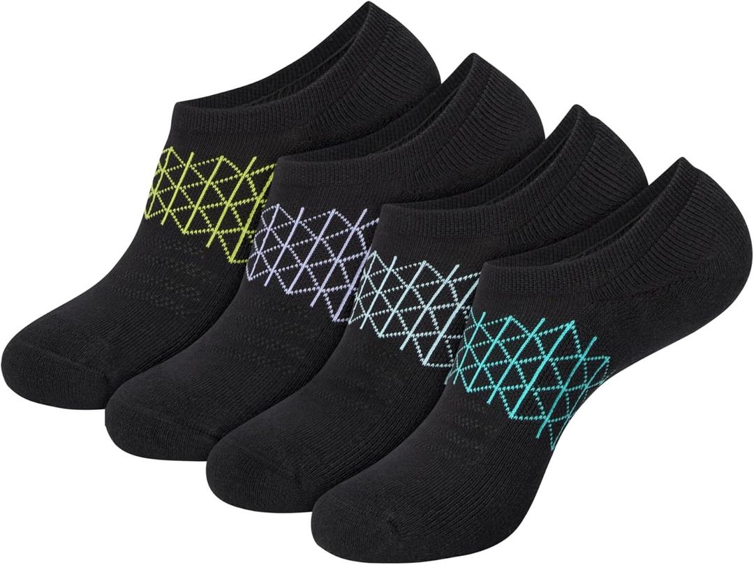 Hanes Women's Absolute Active No Show Socks (4-Pack) (5-9, Black)