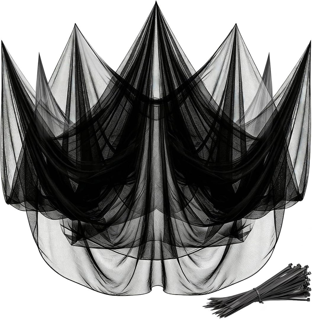 Mosquito Netting,10x50 FT Mosquito Mesh Net,Insect Bird Bug Screen for Patio Garden Vegetables Fruits Protection,Black Bed Curtains with 100 Pcs Straps