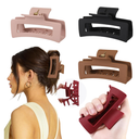 4 Pcs Flexible Hair Clip, 4.1Inch Flexible Claw Clip for Women Girls | Unsnappable Soft Claws Clips for Lying Down & Driving, Non-slip Strong Hold Hair Clips for Thin Thick Hair, Brown&Red