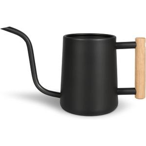 Watering Can for Indoor Plants, 35 oz/1000 ml Metal Stainless Steel Pot with Long Spout for House Plants Bonsai Outdoor Garden Flower Decorative (Black)