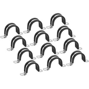 uxcell 12Pcs 38mm(1-1/2") Cable Clamp, Rubber Pipe Strap Rubber Cushioned 304 Stainless Steel Hose Clamp U Shape Metal Clamp Tube Holder for Tube Pipe Wire