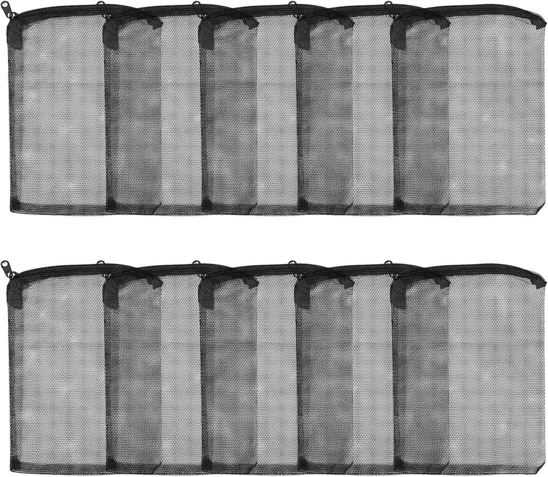 AQUANEAT 10pcs Aquarium Filter Media Bags, Fish Tank Coarse Mesh Bags with Plastic Zipper for Activated Carbon(5.5" x 8")