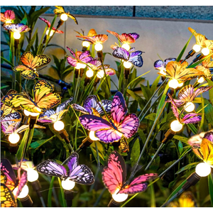 TONULAX Solar Garden Lights - 2 Pack Swaying Butterfly Light, Swaying in The Wind, Solar Outdoor Lights, Yard Patio Pathway Decoration, High Flexibility Iron Wire & Realistic Butterflies (2 Pack)