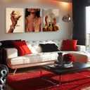 3Pcs Black Girl Wall Art African American Woman Canvas Pictures Fashion Girl Abstract Posters Prints Boho Black Female Paintings for Living Room Bedroom Bathroom 16"x24", 24''Lx16''W