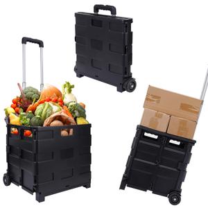 Elevon Office Cart Rolling Cart Basket â€‹Storage Container with Wheels and Handle, 100 lbs Capacity, Made of Heavy Duty Plastic, Black