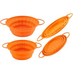 Silicone Colander, Collapsible Colander, Kitchen Food Strainer, Colander with Handles, Space-Saving Design, 2-pack