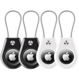 for AirTag Holder 4 Pack  Keychains Case Waterproof Replacement for Apple AirTag, Dog Collar, Luggage, Backpack, Travel & Outdoor Gear  Durable, Lightweight, and Secure (2pc Black/2pc White)