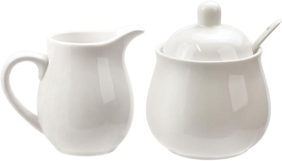 FUYU Ceramic Colorful Creamer and Sugar Set with Lid Spoon, Coffee Serving Set
