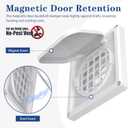 Dryer Vent Cover Outside 4 inch, Magnetic Door Design, Durable Airflow Vent with Lint Trap Screen, Thickened Material, 6 inch x 6 inch Size, White