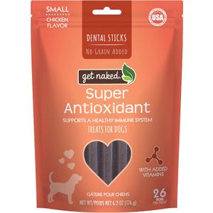 Get Naked Grain Free 1 Pouch 6.2 Oz Super Antioxidant Dental Chew Sticks, Small (EXP 10/01/27)