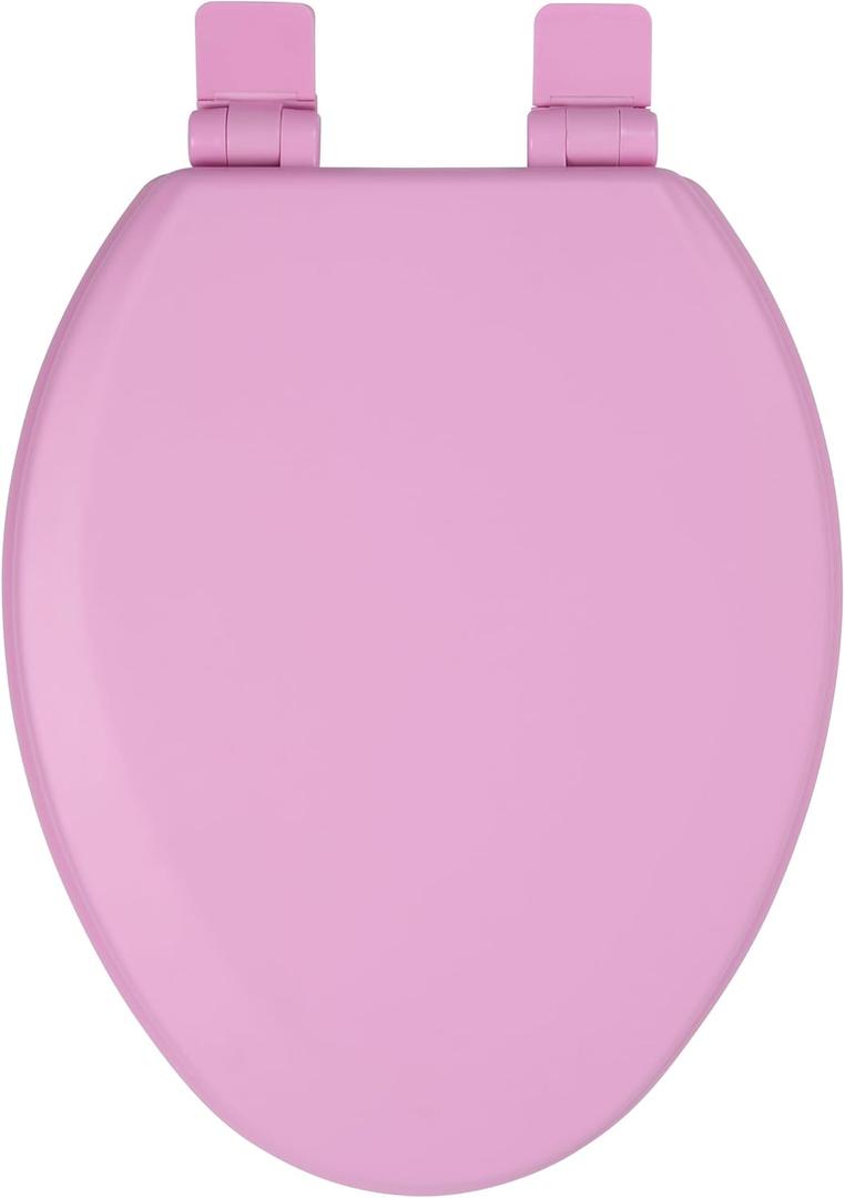 Toilet Seat, Slow Close, Soft Touch, Ultra-Smooth Matte Finish (No Orange-Peel Texture), Premium Moulded Wood, Quick Release, PIKLiDS (Pink, Elongated)