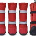 Hipaw Waterproof Dog Boots for Winter Snow Rain, Non-Slip Dog Shoes for Medium to Large Dogs, Extended Cuff Paw Protectors for Outdoor Walking Hiking (XL (Insole wide 3.2") for 97~110lb)