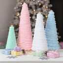 Jenaai 4 Pcs Pastel Christmas Cone Tree Candy Land Tree Cones Macaron Colors Christmas Decoration for Xmas Holiday Desktop Tabletop Centerpiece Ornaments Mantle Table Decor