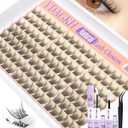 8-10MM Short Lash Clusters Kit Natural Cluster Eyelash Extensions CC Curly Wispy Lash Extension Kit DIY Ultra-Thin Cotton Band Individual Lashes Kit with Lash Bond and Seal for Clean Beauty/No Makeup