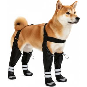 Upgraded Dog Suspender Boots, Waterproof Dog Rain Boot, Anti-Slip Winter Snow Dog Shoes Leggings, Adjustable Suspender Boots for Medium Dogs, Paws Protector for Outdoor Dogs Walking Hiking (M)