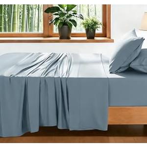 100% Viscose Derived from Bamboo_ Sheet Set - 4pcs, Extra Deep Pocket up to 18"-24", Cooling Sheets for Hot Sleepers, Breathable & Naturally Soft Bed Sheets(Queen,Beige)