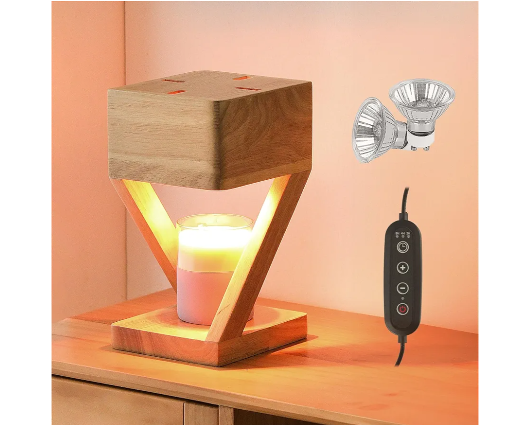 IN HAPPY Candle Warmer Lamp with Timer,Bedroom Home Decor Dimmable Wax Melt Warmer for Scented Wax with 2Pcs 50w Bulbs,Perfect for Jar Candles,Birthday Gifts for Women Mom