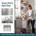 Stainless Steel Commercial Restaurant Sink, Freestanding Large Commercial Sink with Pull-out Faucet for Kitchen Dishwashing, Thawing, Pet Cleaning, Laundry Room, 23.6"D x 27.5"W x 36.8"H
