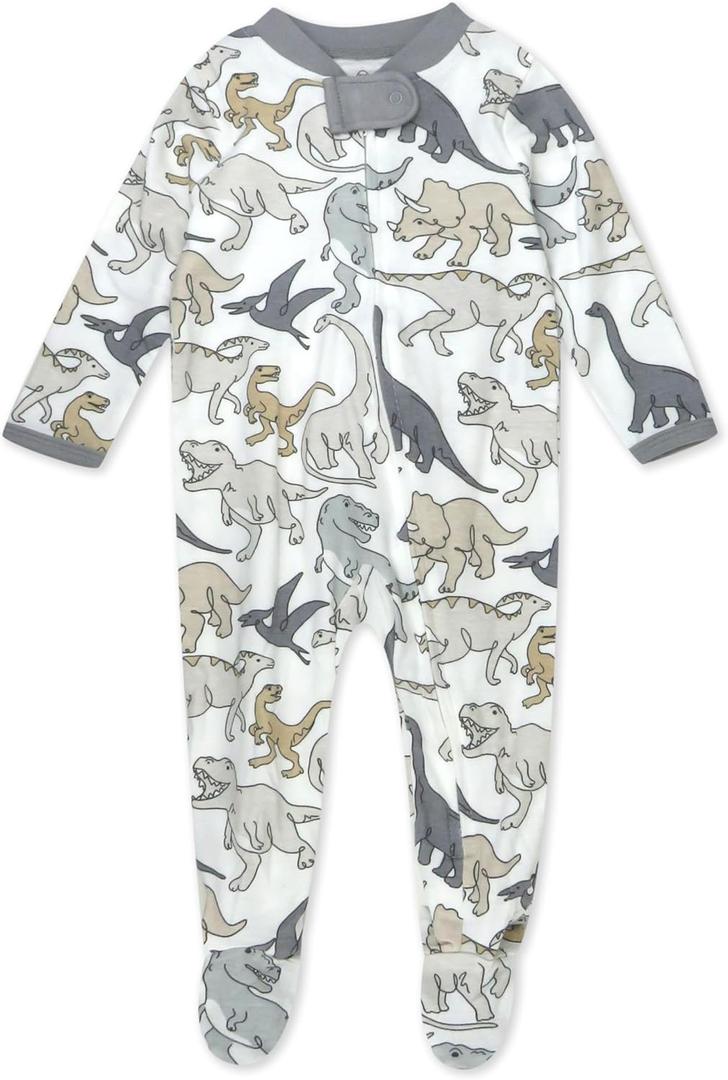 HonestBaby Baby-girls Sleep and Play Footed Pajamas One-piece Sleeper Jumpsuit Zip-front Pjs Organic Cotton for Baby Girls, Unisex, 3-6 Months