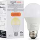 Amazon Basics Smart A19 LED Light Bulb, Dimmable Soft White (2700K), 9W (60W Equivalent), 800LM, Works with Alexa Only, Energy Efficient, 2.4 GHz Wi-Fi, No Hub Required, 1-Pack