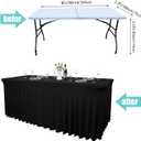 6 Pack Black Table Skirt, 96x30x30 Inch Stretch Spandex Fitted Table Cover for 8ft Rectangle Tables, Washable Wrinkle-Resistant Skirt for Party, Banquet, Wedding Decor