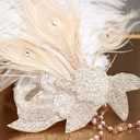 BABEYOND Art Deco 1920s Flapper Headpiece Roaring 20s Great Gatsby Feather Headband 1920s Flapper Gatsby Accessories (White)