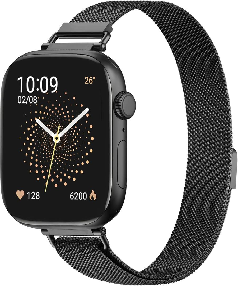 Ultra-Slim Milanese Loop Compatible with Apple Watch Band for women 42mm 41mm 40mm 38mm 46mm 45mm 44mm, 14mm Width Metal Mesh Strap with Strong Magnetic Lock, Lightweight Breathable Replacement Band for iWatch Series SE 11 10 9 8 7 6 5 4 3 2 1
