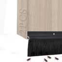 YXQ 2Pcs Door Brush Bottom Sweep (2.5" Width X 36.5" Length) with Black H-Shape Aluminum Alloy Holder & 1.5-inch Black PP Silicone Soft Brush for Home Door Seal